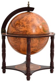 Bar A Globo Portavini Marrone Legno Massello Di Eucalipto /