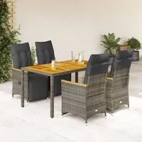 Set Bistr da Giardino 5 pz con Cuscini in Polyrattan Grigio 3276969