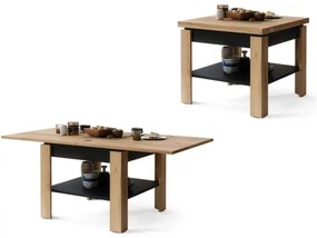 Tavolino pieghevole con mensola LIA quercia/nero