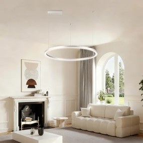 Brilagi-LED Dimmerabile. lampadario a cavo PORTOFINO LED/60W/230V Ø 80 cm argento+telecomando
