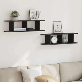 Mensole Da Parete 2 Pz Rovere Nero 75x18x20 Cm İn Truciolato /