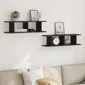 Mensole Da Parete 2 Pz Rovere Nero 75x18x20 Cm İn Truciolato /