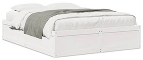 Letto Senza Materasso Bianco 160x200 Cm Legno Massello Di Pino /