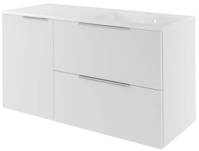 Mobile da bagno sotto lavabo Neo bianco laccato L 120 x H 64 x P 48 cm 2 cassetti 1 anta, lavabo non incluso