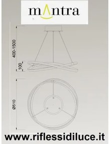 Mantra sospensione infinity colore bianco diametro 51 cm 4000k