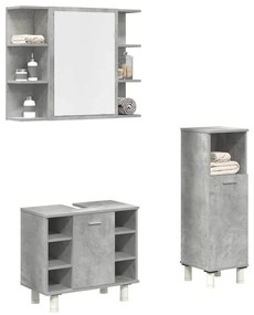 Set Mobili Da Bagno 3 Pz Grigio Cemento İn Legno Multistrato /