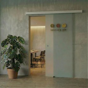 Porta scorrevole destra Restaurant in vetro trasparente, L 88 x H 215 cm, con binario Meli