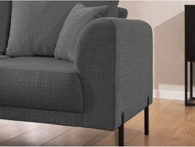 Divano angolare grigio scuro (con penisola a sinistra/a L) con rivestimento in ciniglia Mauris – Ropez