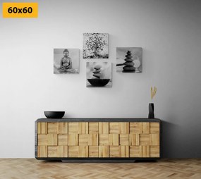 Set di quadri – Con motivo Feng Shui in bianco e nero
