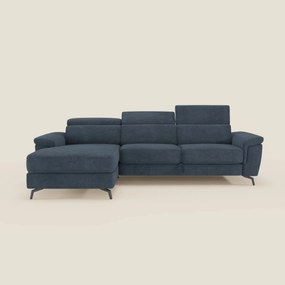 Estro Divano estraibile con chaise-longue e poggiatesta reclinabili in tessuto impermeabile T14 blu