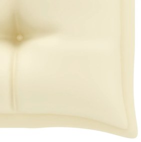 Panca da Giardino e Cuscino Bianco Crema 112 cm Legno di Teak