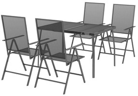 Set da pranzo da giardino 5 pz in acciaio antracite