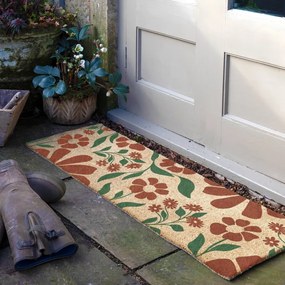 Zerbino in fibre di cocco 40x120 cm Red &amp; Green Floral – Artsy Doormats