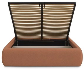 Letto matrimoniale imbottito arancione con contenitore/senza testiera con rete inclusa 160x200 cm Inera – Bobochic Paris