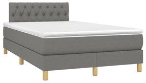 Letto a molle materasso e led grigio scuro 120x190cm in tessuto