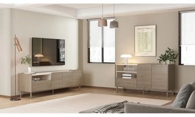 Cassettiera di colore naturale con effetto rovere 141x75,5x44 cm Monza – Marckeric