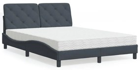 Letto Con Materasso Grigio Scuro 120x200 Cm İn Velluto /