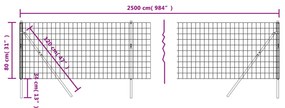 Recinzione Metallica Antracite 0,8x25 m in Acciaio Zincato