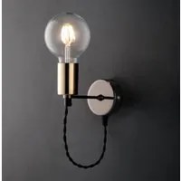 Applique Design Moderno Cromo Nero E Rifiniture Oro 1 Luce Flex