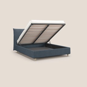 Audrey letto imbottito contenitore e sfoderabile in tessuto fiammato impermeabile T03 blu