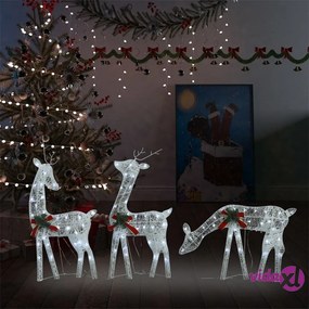 vidaXL Famiglia Renne Natalizie 270x7x90 cm in Rete Bianco Freddo