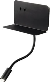 Applique STAN 20 cm in metallo con retroilluminazione LED e caricatore Usb Nero