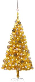 Albero di Natale Preilluminato con Palline Oro in diverse misure PET, Albero di Natale Preilluminato con Palline Oro 120 cm PET