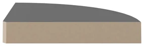 Scaffali angolari a parete 4 pz grigio lucido 25x25x3,8 cm mdf