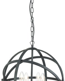 Lampadario Industrial-Nordico Orbita Acciaio Nero 4 Luci E14