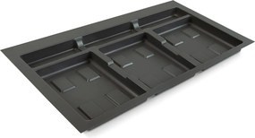 Base 3 Posti per Pattumiera Differenziata per Cassetti Cucina 80 cm in Plastica Emuca Grigio...