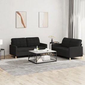 Set Di Divani 2 Pz Con Cuscini Nero İn Tessuto /