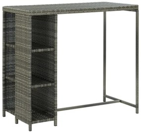 Set da Bar da Giardino 5 pz con Cuscini in Polyrattan Grigio