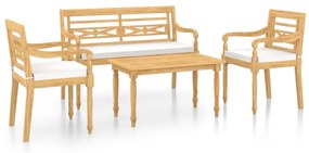 Set divani da giardino 4 pz con cuscini legno massello di teak