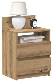 Comodini 2 Pz Con 2 Cassetti Rovere Artigianale 40x33x60 Cm /
