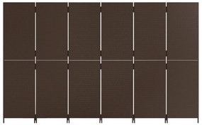 Divisorio per ambienti a 6 pannelli marrone in polyrattan