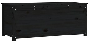 Contenitore portaoggetti nero 110x50x45,5cm legno massello pino
