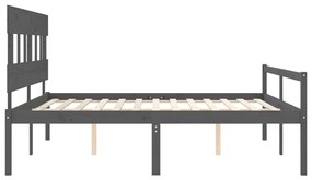 Letto per Anziani con Testiera Grigio Super King Legno Massello