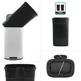 Cestino per la spazzatura bianco opaco in acciaio con pedale 50 l Akira – Spirella