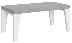 Tavolo allungabile 90x180/284 cm Naxy Mix piano Cemento - gambe Bianco Frassino
