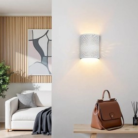 Applique da Parete Curva in Gesso Pitturabile Traforato E14