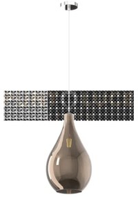 Sospensione cromo 1 luce vetro medio bronzo 1193cr-sm-br