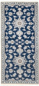 Nain Tappeto persiano 80 x 200 Blu (Iran) Annodato A Mano