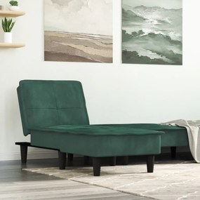 Chaise Longue İn Velluto Verde Scuro /