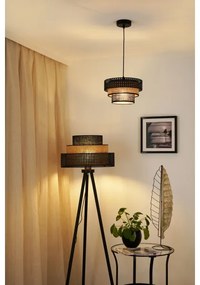 Brilagi - Lampada da terra DAKOTA LUNETA 1xE27/15W/230V nero/rattan