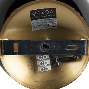 Plafoniera Art Déco ottone con vetro nero - Pallon