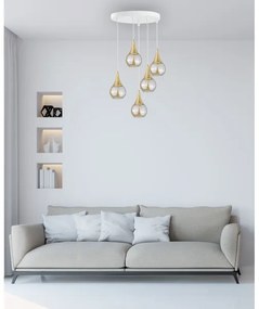 Lampadario a sospensione con filo LACRIMA WHITE 5xE27/60W/230V diametro 45 cm