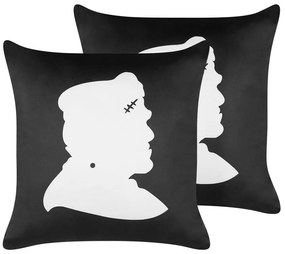 Set di 2 cuscini decorativi velluto bianco e nero 45 x 45 cm FRANKLINIA Beliani