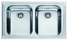 Lavello integrato 2 vasche FRANKE Logica line inox L 50 x L 86 cm argento