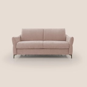 Dalia divano letto con materasso H18 cm e piedi alti in raffinato tessuto smacchiabile T17 rosa