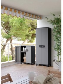 Armadio alto + basso Excellence SPACEO in resina, grigio chiaro e nero L 273 x H 180 x P 39 cm, 2 ante, adatto per interno/esterno